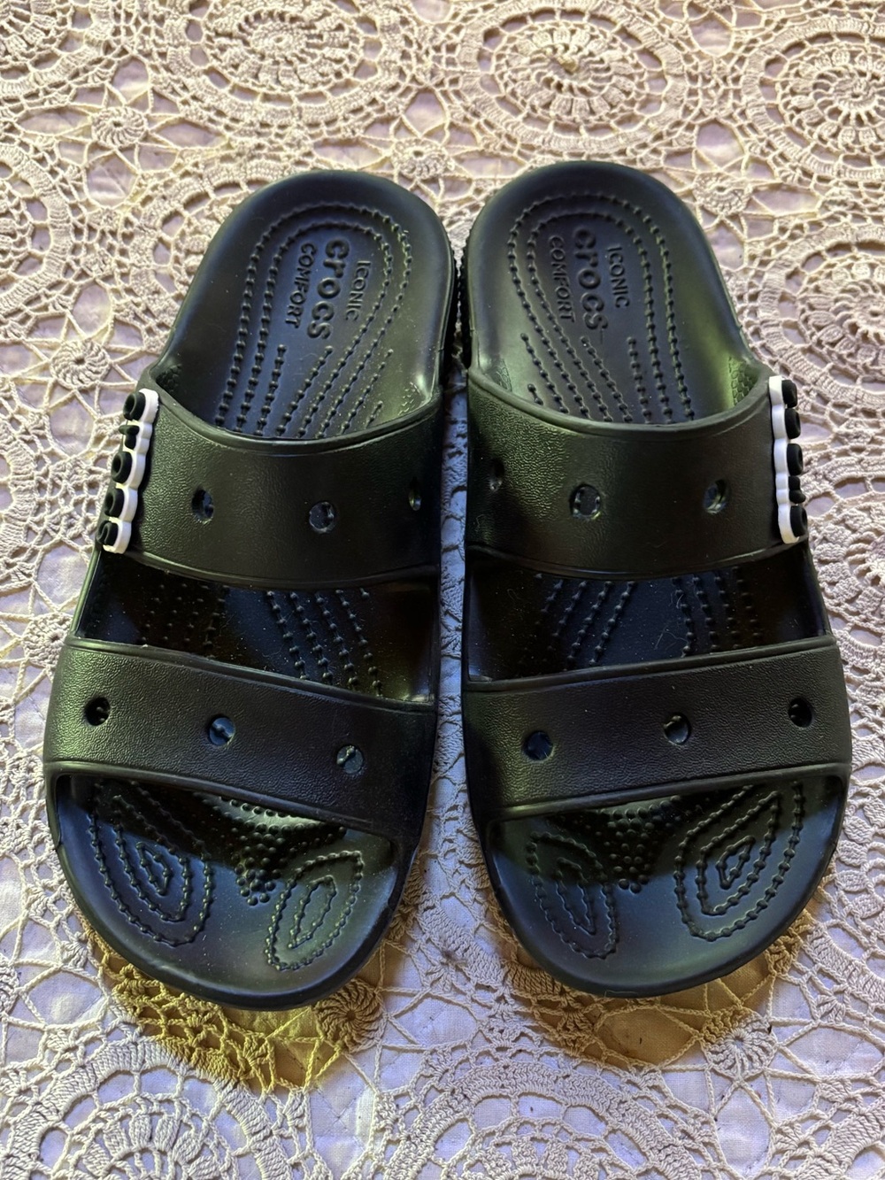 CROCS Iconic Comfort Open Toe Sandal Black Slides Women 6/Men 4 Unisex NWOT